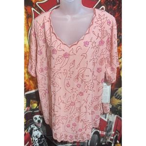 Roaman's Women's‎ Plus Size Pink Floral Embroidered ~Tunic Top~26W~NWT